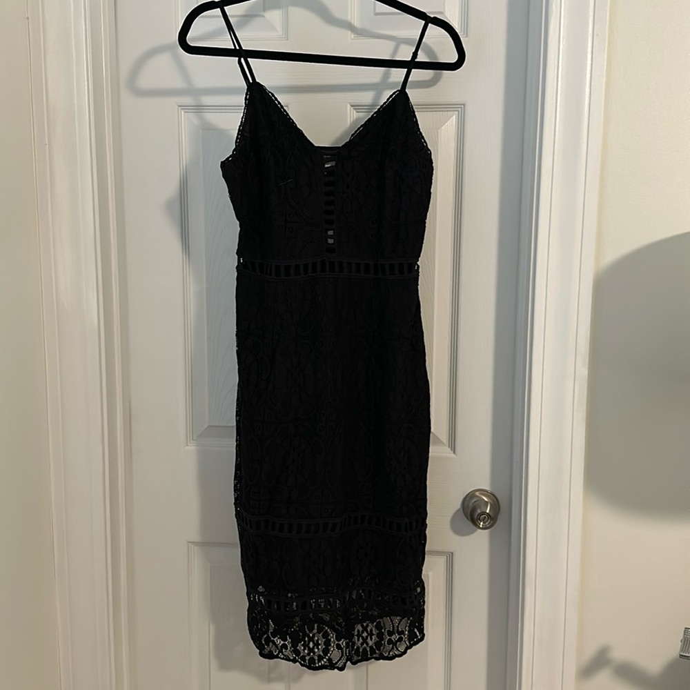 NSR sleeveless black midi crochet dress (Medium)